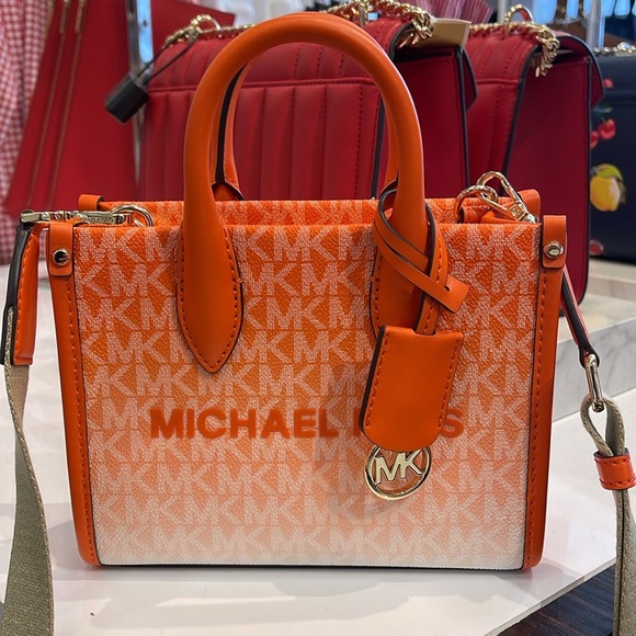 Michael Kors Mirella Extra-Small Ombré Logo Crossbody XBODY Shopper 
Poppy 
NWT - Picture 6 of 16